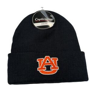 Auburn‎ Tigers Hat Cap Knit Beanie Youth One Size Navy Orange NCAA Football NWT